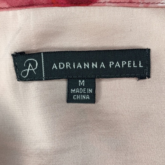 Adrianna Papell Floral Print Dress Red Pink Spaghetti Straps Full Lining Size M - Picture 7 of 7